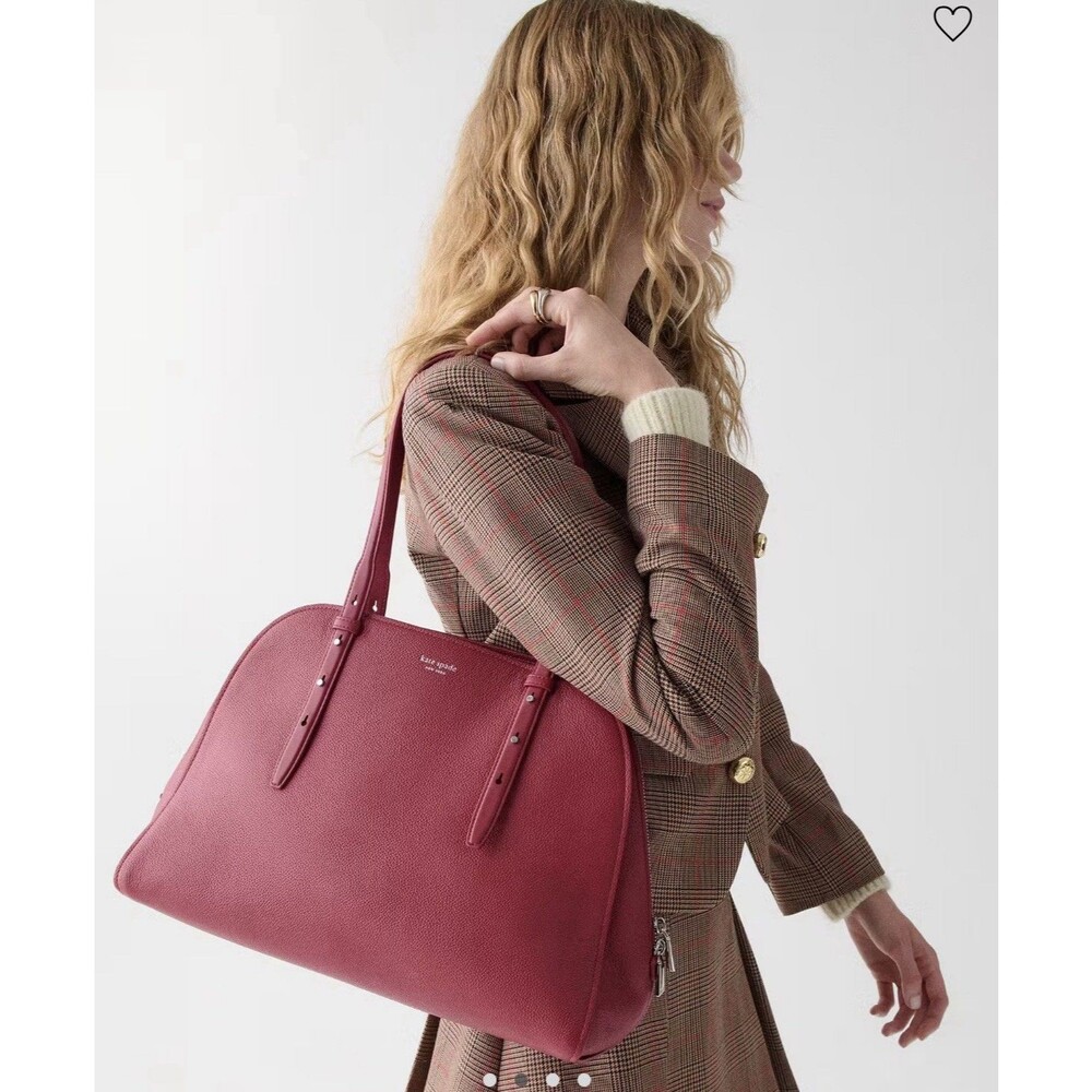 $448. Kate Spade New York Pebbled Leather Maise Carryall Tote Bag Red Jam NWT